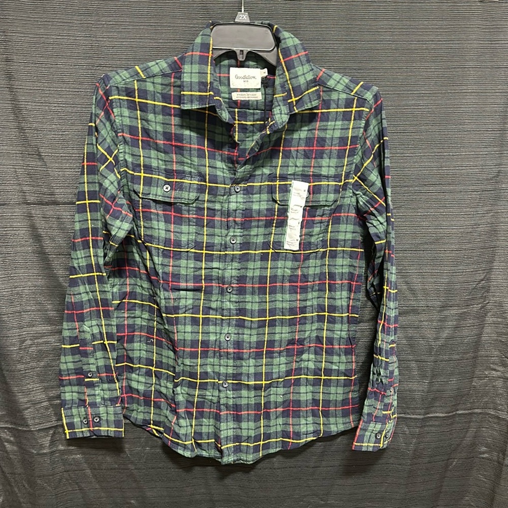 Goodfellow Mens Midweight Flannel Button Down Shirt Mountain Spruce M NWT